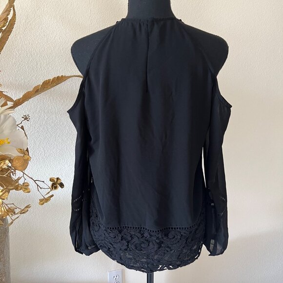 Michael Kors Flowy Cold Shoulder Pleated Long Sleeve Halter Top NWOT M - Picture 6 of 15